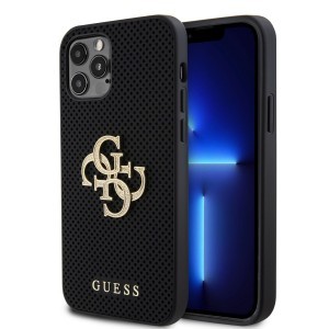 Guess PU Perforated 4G Glitter Metal Logo tok iPhone 12/12 Pro fekete