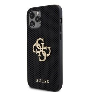 Guess PU Perforated 4G Glitter Metal Logo tok iPhone 12/12 Pro fekete