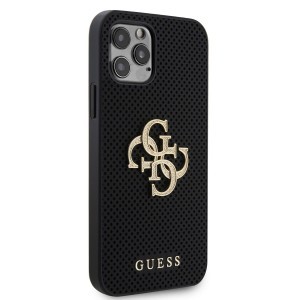 Guess PU Perforated 4G Glitter Metal Logo tok iPhone 12/12 Pro fekete