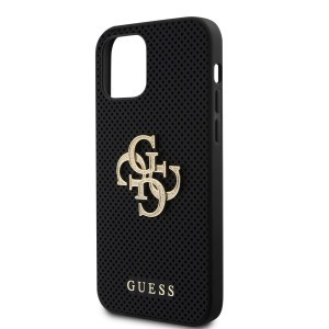 Guess PU Perforated 4G Glitter Metal Logo tok iPhone 12/12 Pro fekete