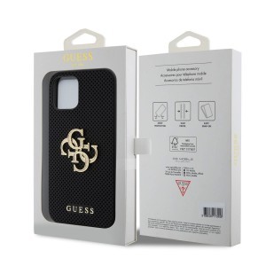 Guess PU Perforated 4G Glitter Metal Logo tok iPhone 12/12 Pro fekete