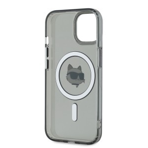 Karl Lagerfeld IML Choupette Head Metal Frame MagSafe tok iPhone 15 fekete