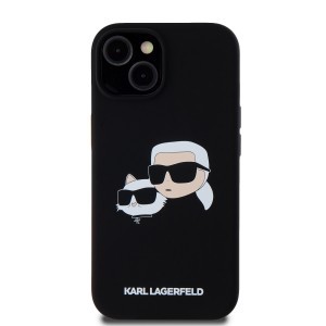 Karl Lagerfeld Liquid Silicone Double Heads MagSafe tok iPhone 15-höz Fekete