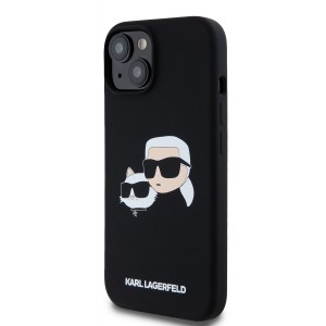 Karl Lagerfeld Liquid Silicone Double Heads MagSafe tok iPhone 15-höz Fekete