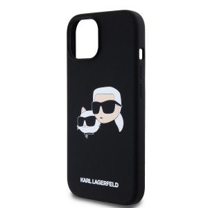 Karl Lagerfeld Liquid Silicone Double Heads MagSafe tok iPhone 15-höz Fekete