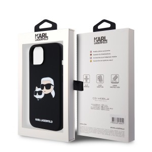 Karl Lagerfeld Liquid Silicone Double Heads MagSafe tok iPhone 15-höz Fekete