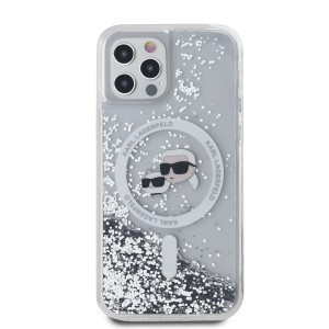 Karl Lagerfeld Liquid Glitter Karl és Choupette Heads MagSafe tok iPhone 12/12 Pro átlátszó