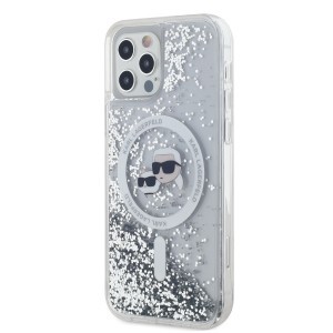 Karl Lagerfeld Liquid Glitter Karl és Choupette Heads MagSafe tok iPhone 12/12 Pro átlátszó