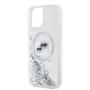 Karl Lagerfeld Liquid Glitter Karl és Choupette Heads MagSafe tok iPhone 12/12 Pro átlátszó