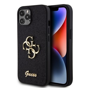 Guess PU Fixed Glitter 4G Metal Logo tok iPhone 12/12 Pro Black