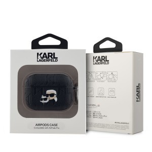 Karl Lagerfeld PU Dombornyomott Karl és Choupette Fejek AirPods Pro tok Fekete