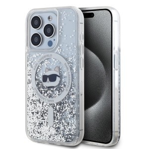 Karl Lagerfeld Liquid Glitter Choupette Head MagSafe tok iPhone 15 Pro Max Átlátszó