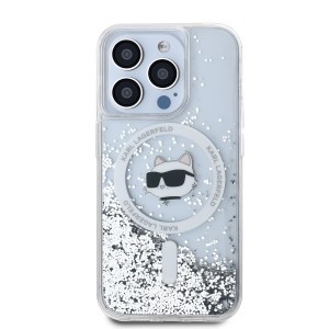 Karl Lagerfeld Liquid Glitter Choupette Head MagSafe tok iPhone 15 Pro Max Átlátszó