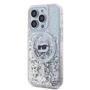 Karl Lagerfeld Liquid Glitter Choupette Head MagSafe tok iPhone 15 Pro Max Átlátszó