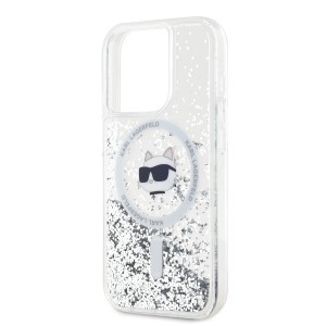 Karl Lagerfeld Liquid Glitter Choupette Head MagSafe tok iPhone 15 Pro Max Átlátszó