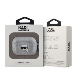 Karl Lagerfeld PU Dombornyomott Karl Fej Tok AirPods Pro-hoz Ezüst tok