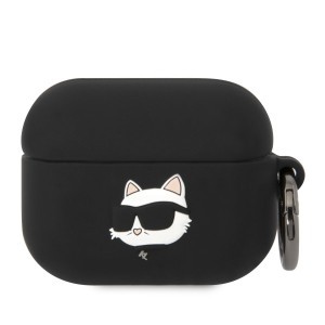 Karl Lagerfeld 3D Logó NFT Choupette fej Szilikon Tok AirPods Pro-hoz Fekete Tok