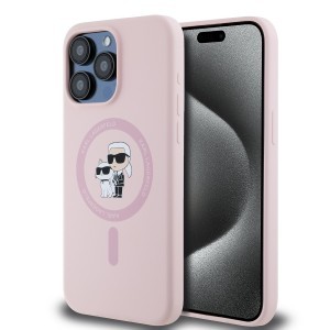 Karl Lagerfeld Liquid Silicone Karl and Choupette MagSafe tok iPhone 14 Pro Pink