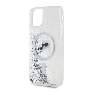 Karl Lagerfeld Liquid Glitter Karl és Choupette fej MagSafe iPhone 11 tok, átlátszó