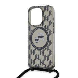 Karl Lagerfeld IML Monogram Crossbody K&CH Heads MagSafe tok iPhone 15 Pro fekete