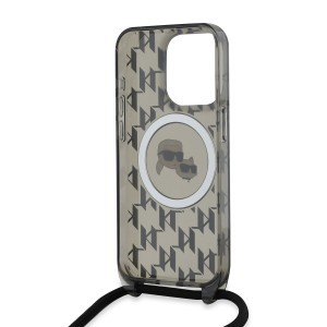 Karl Lagerfeld IML Monogram Crossbody K&CH Heads MagSafe tok iPhone 15 Pro fekete