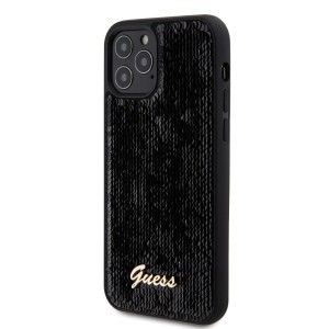 Guess Sequin Script Logo tok iPhone 12/12 Pro fekete