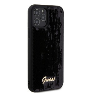 Guess Sequin Script Logo tok iPhone 12/12 Pro fekete