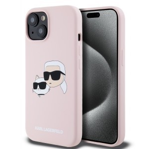 Karl Lagerfeld Liquid Silicone Double Heads MagSafe tok iPhone 15 Pink