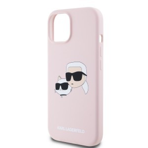 Karl Lagerfeld Liquid Silicone Double Heads MagSafe tok iPhone 15 Pink