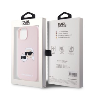 Karl Lagerfeld Liquid Silicone Double Heads MagSafe tok iPhone 15 Pink