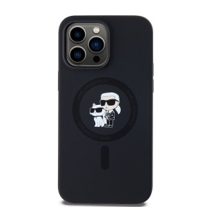 Karl Lagerfeld Liquid Silicone Karl és Choupette MagSafe iPhone 14 Pro Max tok Fekete