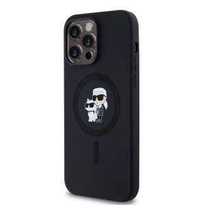 Karl Lagerfeld Liquid Silicone Karl és Choupette MagSafe iPhone 14 Pro Max tok Fekete