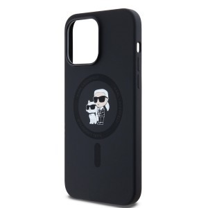 Karl Lagerfeld Liquid Silicone Karl és Choupette MagSafe iPhone 14 Pro Max tok Fekete