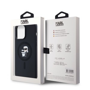 Karl Lagerfeld Liquid Silicone Karl és Choupette MagSafe iPhone 14 Pro Max tok Fekete