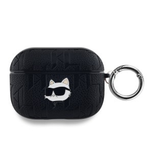 Karl Lagerfeld PU Dombornyomott Choupette Fej AirPods Pro tok Fekete