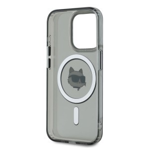 Karl Lagerfeld IML Choupette Head Metal Frame MagSafe tok iPhone 15 Pro - fekete