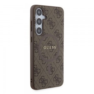 Guess PU bőr 4G színes gyűrűs MagSafe tok Samsung Galaxy S24+ Barna tok