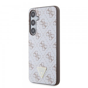 Guess PU Leather 4G Triangle Metal Logo tok Samsung Galaxy S24+ White