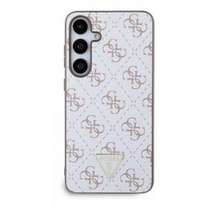 Guess PU Leather 4G Triangle Metal Logo tok Samsung Galaxy S24+ White