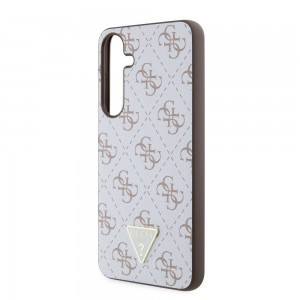 Guess PU Leather 4G Triangle Metal Logo tok Samsung Galaxy S24+ White