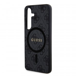 Guess PU Bőr 4G Színes Gyűrű MagSafe Samsung Galaxy S24+ tok Fekete