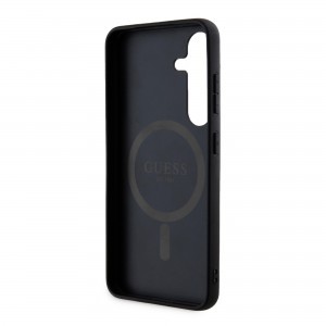 Guess PU Bőr 4G Színes Gyűrű MagSafe Samsung Galaxy S24+ tok Fekete