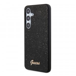 Guess PC/TPU Glitter Flakes Metal Logo tok Samsung Galaxy S24+ fekete