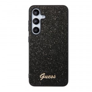 Guess PC/TPU Glitter Flakes Metal Logo tok Samsung Galaxy S24+ fekete