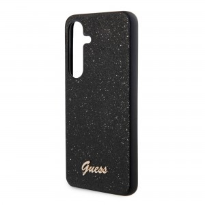 Guess PC/TPU Glitter Flakes Metal Logo tok Samsung Galaxy S24+ fekete