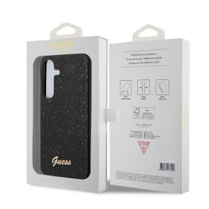 Guess PC/TPU Glitter Flakes Metal Logo tok Samsung Galaxy S24+ fekete