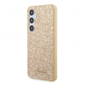 Guess PC/TPU Glitter Flakes Metal Logo tok Samsung Galaxy S24+ arany