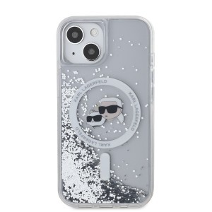 Karl Lagerfeld Liquid Glitter Karl és Choupette Heads MagSafe iPhone 15 tok