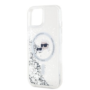 Karl Lagerfeld Liquid Glitter Karl és Choupette Heads MagSafe iPhone 15 tok