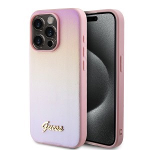 Guess PU bőrtok Iridescent Metal Script iPhone 15 Pro Max Pink tok